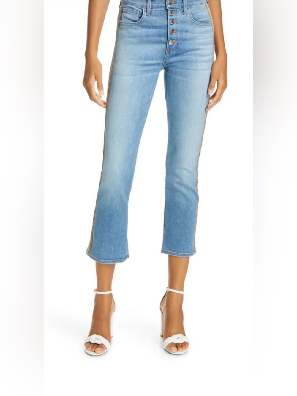 Veronica Beard Jeans Size 27 Blue Carolyn Amsterdam High Rise Gold Stripe New